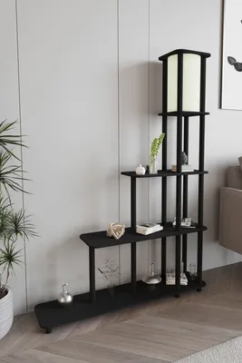 Produktbild von Opviq, Moderne Stehlampe aus MDF & Craft-Papier, Schwarz, 150 cm hoch | 1 x E27 Fassung, max. 40 W | IP26, elegantes skandinavisches Design für Ihr Zuhause.