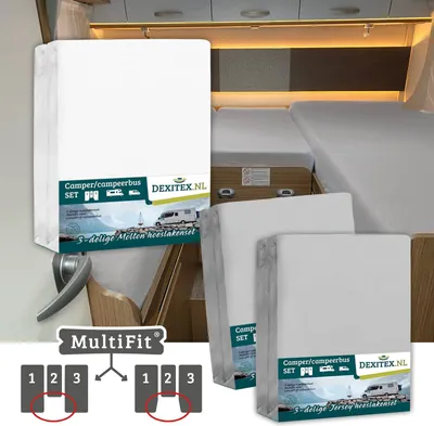 Image de Pack textile lit en longueur Camper avec matelas central - 2 jeux de draps-housses (3 pièces) et 1 jeu de draps-housses (3 pièces) - 1 Flanelle + 2 x - 1Flanelle+2xGrisclair