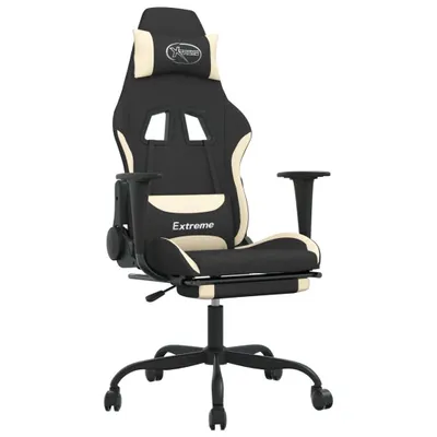 Obrázek produktu pro Masážní herní židle s podnožkou černá a krémová textil