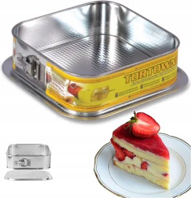 Produktbild von SNB Kuchenform 24 x 24cm Ø 30cm eckig silber