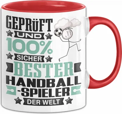 Produktbild von Handballspieler Geschenk Lustiger Spruch für Handballspieler Geschenkidee Bester Handballspieler Der Welt (Rot)