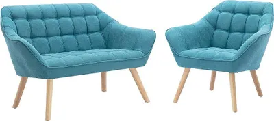 Produktbild von Sofa 2-Sitzer + Sessel - Stoff - Blau - CASERTA