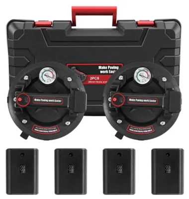 Produktbild von Elektrischer Vakuumheber für Glas und Fliesen - Saugheber 20 cm - Akku 3,7V - Tragkraft 200 kg - 1 Paar mit 4 Akkus