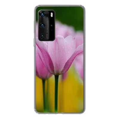 Produktbild von MuchoWow® Handyhülle Schutzhülle Hülle für Huawei P40 Pro Blumen - Tulpen - Rosa Silikon Softcase Handy Hülle - Schutz