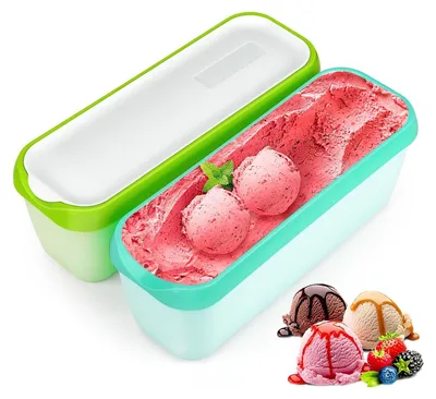 Produktbild von Eisbehälter für Speiseeis 2 Stück Aufbewahrungsbehälter Gefrierdosen Wiederverwendbare Hausgemachte Eiscreme-Behälter