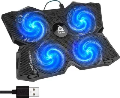 Image de Refroidisseur pour ordinateur portable, 4 ventilateurs, 1 200 tr/min, bleu