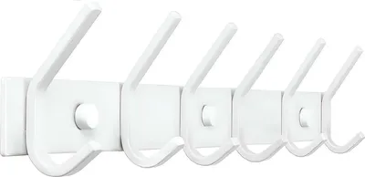 Produktbild von TOJ Living Wandgarderobe - 46CM - 12 Haken - Kleiderhaken - Garderobenhaken - Garderobenhaken Wand - Garderobe weiß - Garderobenstange Wandmontage - Wandhaken Garderobe - Edelstahl - Weiß