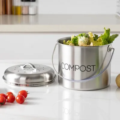 Produktbild von Navaris Komposteimer Küche - 3l Biomülleimer Küche klein - Komposteimer für Biomüll - Behälter mit Schwenkgriff und 3x Kohlefilter - Mülleimer -