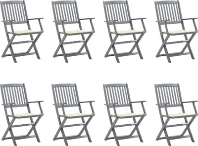 Produktbild von Klappbare Gartenstühle 8 Stk. mit Kissen Massivholz Akazie