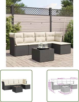 Produktbild von The Living Store 6-tlg. Garten-Sofagarnitur mit Kissen Schwarz Poly Rattan