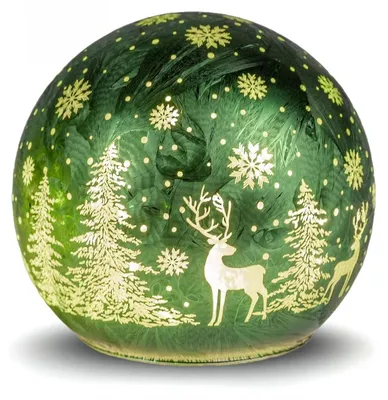 Produktbild von LED Deko-Kugel Frosty Grün 15 cm Glaskugel mit Timer 6h/18h - Weihnachtsdeko
