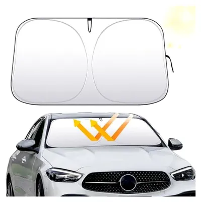 Produktbild von Sonnenschutz für die Auto-Frontscheibe, faltbare Abdeckung für Innen, UV- und Hitzeschutz für die meisten Fahrzeuge - 145x80 cm