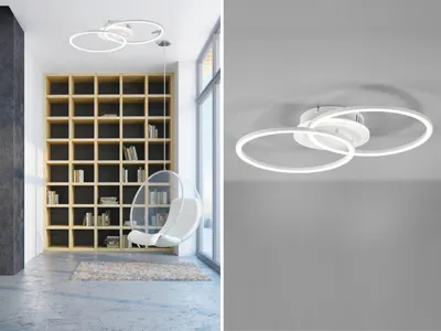 Produktbild von LED Deckenleuchte VENIDA 2 Ringe Weiß matt, Stufen Dimmer - 50x30cm