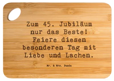 Produktbild von Mr. & Mrs. Panda Frühstücksbrett Spruch 45. Geburtstag Feiern - Transparent - Geschenk, Freude, Holzbrettchen, Holzbrett, Alter, Geburtstagsgeschenk, Lachen, Hackbrett