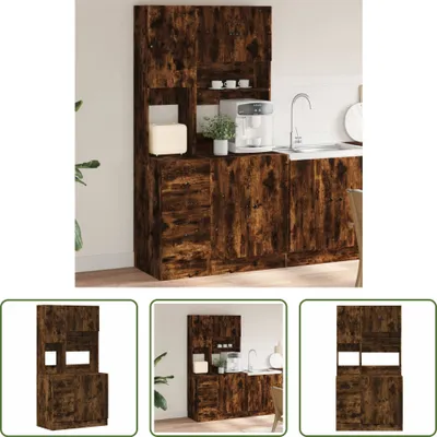 Obrázek produktu pro The Living Store Kuchyňská linka kouřový dub 95x50x180 cm materiál na bázi dřeva