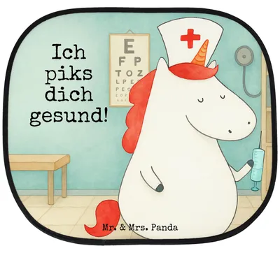 Produktbild von Mr. & Mrs. Panda Auto Sonnenschutz Einhorn Krankenschwester Design - Weiß - Geschenk, Sonnenblende, Krankenhaus, Fürs, Unicorn, Ärztin, Krankenpflegerin, Krankenpfleger