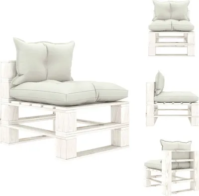 Image de vidaXL Canapé de jardin central en palette avec coussins en bois beige - Canapés de jardin
