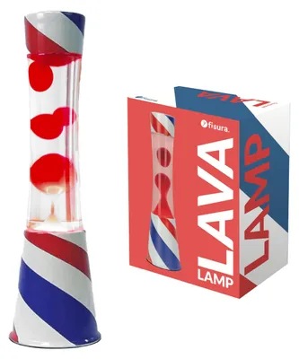 Immagine prodotto di FISURA - Lampada lava "Friseurladen". Base stampata, liquido trasparente e lava rossa. Lampada lava con lampadina di ricambio. Dimensioni: 11 x 11 x 39,5 cm