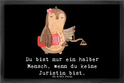 Produktbild von Mr. & Mrs. Panda fußmatte Juristin Herz 40 x 60 cm - Schwarz - Geschenk, Jura Studium, Schmutzfänger, Master Of Laws, Lustig, Schmutzmatte, Staatsexamen, Spruch, Abtreter
