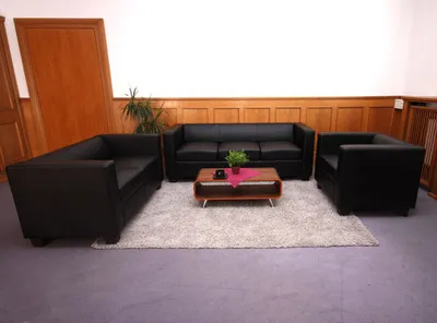 Produktbild von 3-2-1 Sedací souprava Loungesofa Lille  Imitace kůže, černá