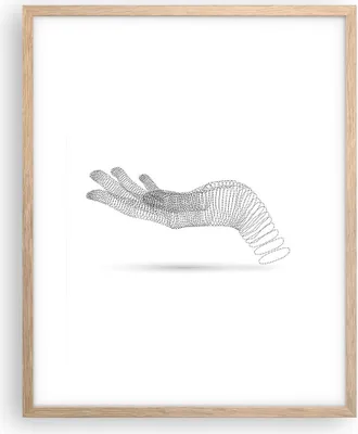 Produktbild von Gerahmtes Poster - Rahmen in heller Eiche - Hand Grafik weiß - 40x50 cm - Wand Bild - Wanddeko - Wandbilder - Kunstposter - Wandposter - Bilderrahmen - Bilder - Kunstdruck - P2NPA40x50-4427