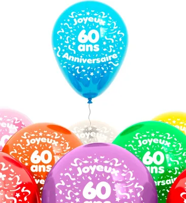 Immagine prodotto di Palloncini 60 anni 8 pezzi colorati - taglia unica