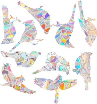 Produktbild von Anti-Kollisions-Fensteraufkleber für Vögel,Vogel-Antikollisions-Fensteraufkleber,Prisma Fensteraufkleber Vogelform 10 Stück - Antikollisions-Fensteraufkleber zum Schutz von Vögeln vor