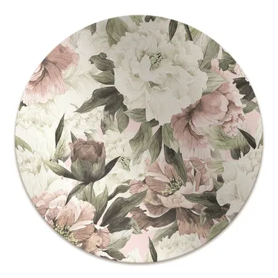 Produktbild von Rundmatte - Stuhlunterlage Bürostuhlunterlage - Rund Ø 100 cm - Bodenmatte - Fußmatte - Weinleseblumenstrauß von Rosa
