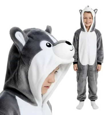 Immagine prodotto di Pigiama Onesie Kigurumi Costume Travestimento Grigio Husky Bambini 95 - 105cm
