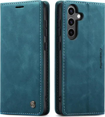 Immagine prodotto di Custodia per Samsung Galaxy S24, custodia retrò in Finto cuoio con funzione di supporto Blu