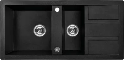 Produktbild von BADLAND Spülbecken Granitspüle 1,5 Becken Barbados 48x100 Schwarz | Siphon im SET!