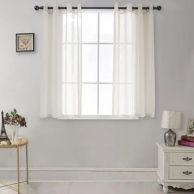 Produktbild von Halbtransparente Vorhänge Set 2 lichtdurchlässig 140x145cm Leinenoptik