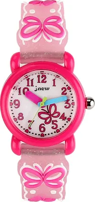 Produktbild von Kinder Uhr, Armbanduhr für Kinder Jungen und Mädchen, wasserdichte Analog Quarzuhr, 3D Cute Cartoon Uhr, Digitale Kinderuhr, Teaching Handgelenk Uhren mit Silikon Armband(Rot Schmetterling)