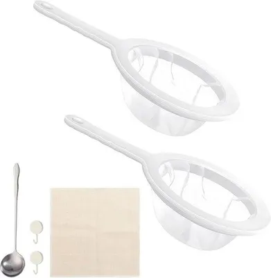 Productafbeelding van Famanu Siebset met handvat - 2 stuks - Geschikt voor sap, melk, koffie - 200/400 mesh