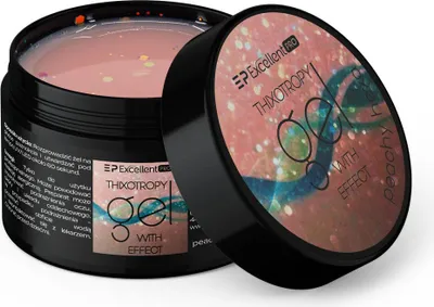 Obrázek produktu pro Excellent PRO | Tixotropní gel PEACHY HEXA - 50g - Efektní gel s třpytivým efektem - Samonivelační - Vysoká kvalita