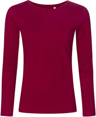 Image de X.O by Promodoro 1565 | T-shirt femme Roundneck manches longues, coton peigné - Couleur : Berry - Taille : L