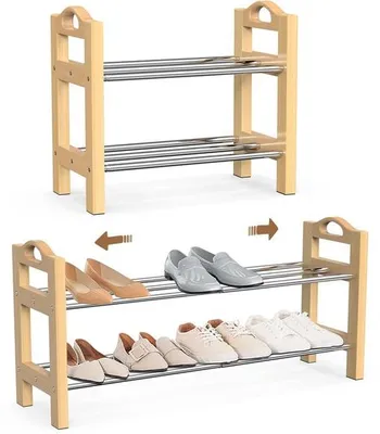 Produktbild von Azomor®️ Ausziehbares Holzschuhregal für kompakte und flexible Aufbewahrung