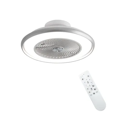 Image de Ventilateur de plafond blanc mat avec éclairage | Silencieux (<45 dB) | 6 vitesses | Diamètre 55 cm | Moteur en cuivre