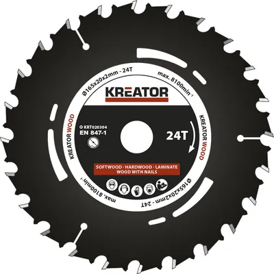 Produktbild von Kreator 165x20x2.0 Mm 24t Holzkreissägescheibe Silber Silber One Size