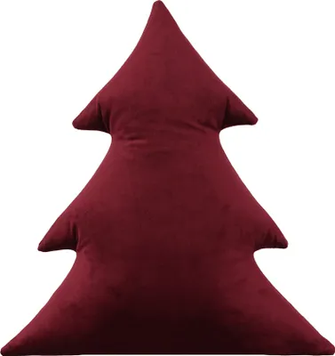 Produktbild von Dekoratives Samtkissen in Form eines Weihnachtsbaums, kirschfarben, Größe M