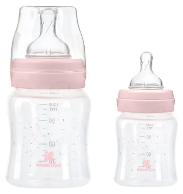 Produktbild von Kikkaboo Babyflasche PP 120 ml, Anti-Kolik-Sauger Größe S, Weithals, ab Geburt rosa