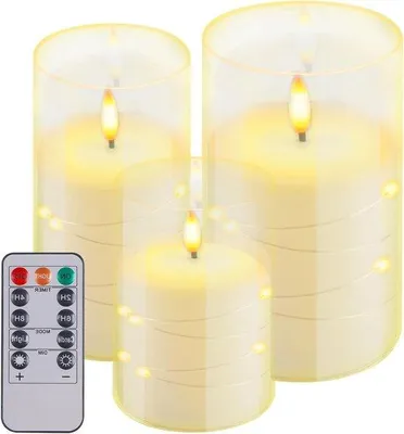 Image de Lot de bougies LED blanches avec effet de flamme vacillante et télécommande