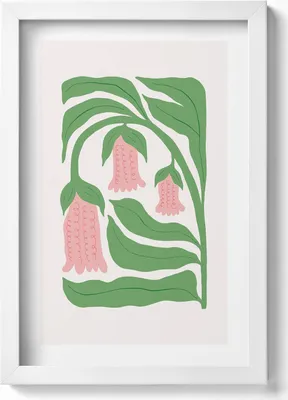 Produktbild von Pflanzen und Blumen Illustration– Wandbild mit Rahmen – Gerahmtes Bild  – Wanddekoration – 20x30 cm – Weiß