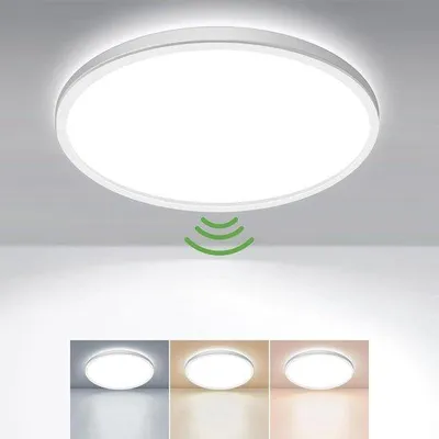 Zdjęcie produktu dla Czujnik ruchu, lampa sufitowa, 23 cm, 18 W, okrągła, ciepła biel