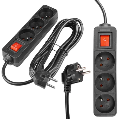Produktbild von MasterLED 3-fach Steckdosenleiste Silo Typ E mit Schalter, 3 m, Schwarz