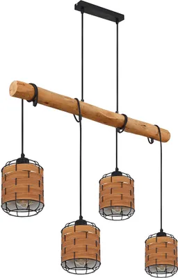 Produktbild von LED Hängeleuchte, Holzoptik schwarz, braun, H 140 cm