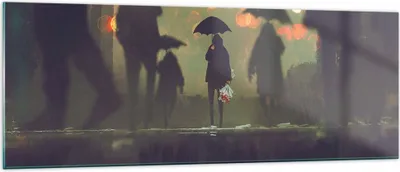 Produktbild von Bilder auf glas - Straße Regen Wasser - 140x50cm - Glasbilder - Wandbilder - Kunstdruck - zum Aufhängen bereit - Wanddekoration aus Glas - Glas Bilder - Wandbild auf Glas - Einteilig - GAB140x50-3885