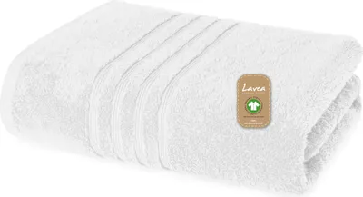 Produktbild von Lavea® Handtuch 50x100 cm, Sporthandtuch und Fitness-Handtuch, Bali, saugstarkes Frottee, 100% GOTS Baumwolle, Premium Frottier, Weiß