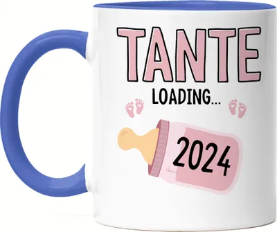 Produktbild von Tante Loading 2024 Tasse Blau Geschenk Werdende Tante Babynews mit Ladebalken Schwangerschaft Geschenkidee