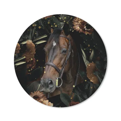Produktbild von MuchoWow® Mauspad Mousepad Pferd - Blumen - Halfter 40x40 cm - Mousepads - Maus Mat - Pad - Mausunterlage - Schreibtisch Accessoires